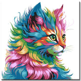 Malen nach Zahlen Katze in Regenbogenfarben